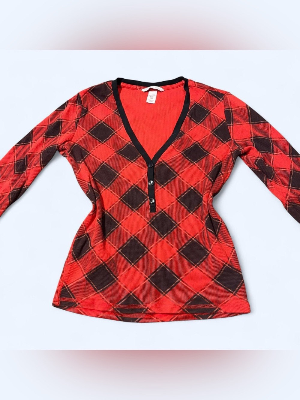 Grunge Red Plaid Henley Top by Victoria’s Secret!